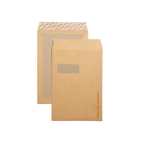 New Guardian C4 Envelope Window Board Backed 130gsm Brown 125 Pack 115117 F