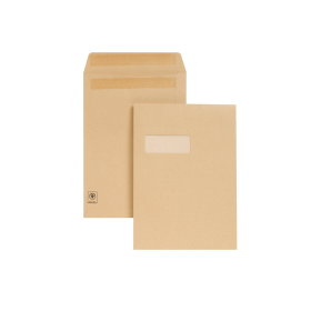 New Guardian Self Seal C4 Windowed Envelope 130gsm Manilla 250 Pack 125027 F