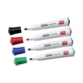Nobo Glide Drywipe Markers Medium Bullet Tip 2mm Line Assorted 4 Pack 139520 F