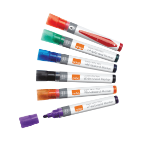 Nobo Liquid Ink Drywipe Markers Bullet Tip 3mm Line Assorted 6 Pack 106984 F