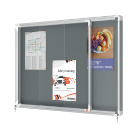 Nobo Premium Plus Lockable Noticeboard 18 x A4 Blue Felt 606648 F