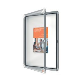 Nobo Premium Plus Lockable Noticeboard 18 x A4 Grey Felt 534647 F
