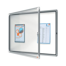 Nobo Premium Plus Lockable Noticeboard 8 x A4 Grey Felt 534649 F