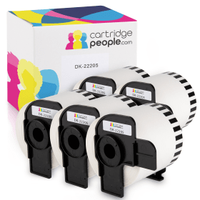 Own Brand Brother DK 22205 P Touch White Continuous Label Roll 62mm x 30.48m 5 Pack Cartridge People 44460 CP