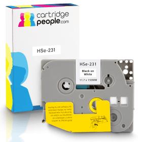 Own Brand Brother HSe 231 Black on White Heat Shrink Label Tape 11.7mm x 1.5m Cartridge People 28109 CP