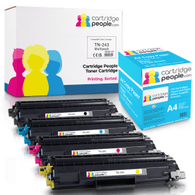 Own Brand Brother TN 243 Multipack Set of 4 Toner Cartridges with Box of Copy Paper Cartridge People 46959 CP