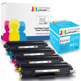 Own Brand Brother TN 247 High Capacity Multipack Set of 4 Toner Cartridges with Box of Copy Paper Cartridge People 46957 CP