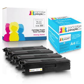 Own Brand Brother TN 421 Multipack Set of 4 Toner Cartridges with Box of Copy Paper Cartridge People 46981 CP