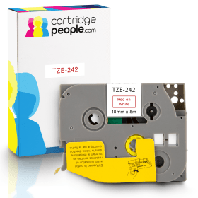 Own Brand Brother TZE 242 P Touch Red on White Laminated Tape 18mm x 8m Cartridge People 28165 CP