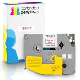 Own Brand Brother TZE 252 P Touch Red On White Tape 24mm x 8m Cartridge People 28133 CP