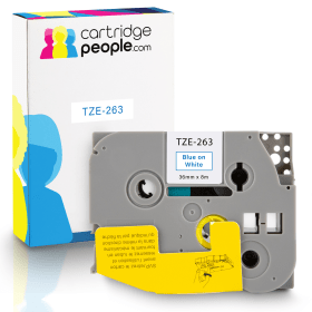 Own Brand Brother TZE 263 P Touch Blue On White Tape 36mm x 8m Cartridge People 28137 CP