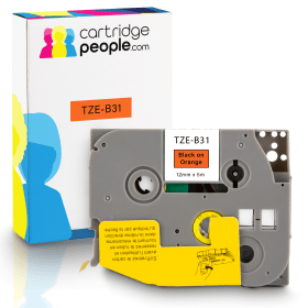Own Brand Brother TZE B31 P Touch Black on Fluorescent Orange Laminated Tape 12mm x 5m Cartridge People 28172 CP