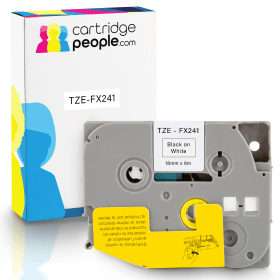 Own Brand Brother TZE FX241 P Touch Black on White Flexible ID Laminated Tape 18mm x 8m Cartridge People 42844 CP