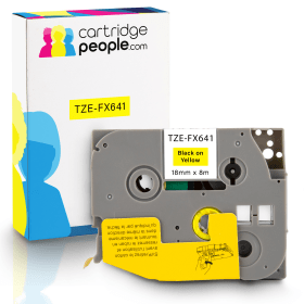 Own Brand Brother TZE FX641 P Touch Black on Yellow Flexible ID Laminated Tape 18mm x 8m Cartridge People 28182 CP