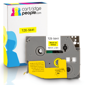 Own Brand Brother TZE S641 P Touch Black on Yellow Strong Adhesive Laminated Tape 18mm x 8m Cartridge People 28097 CP