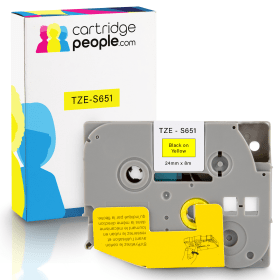 Own Brand Brother TZE S651 P Touch Black on Yellow Strong Adhesive Laminated Tape 24mm x 8m Cartridge People 28151 CP