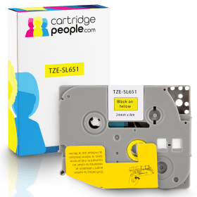 Own Brand Brother TZE SL651 P Touch Black On Yellow Self Laminating Labelling Tape 24mm x 8m Cartridge People 44689 CP