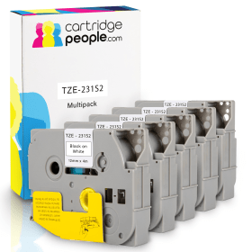 Own Brand Brother TZe 231S2 P Touch Black on White Laminated Tape 12mm x 4m 5 Pack Cartridge People 45659 CP