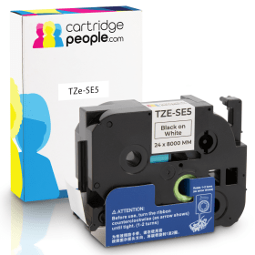 Own Brand Brother TZe SE5 Black On White Label Tape 24mm x 8m Cartridge People 44687 CP