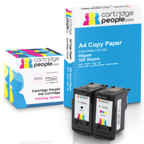 Own Brand Canon PG 540XL CL 541XL High Capacity Multipack Set of 2 Ink Cartridges with Ream of Copy Paper Cartridge People 46937 CP
