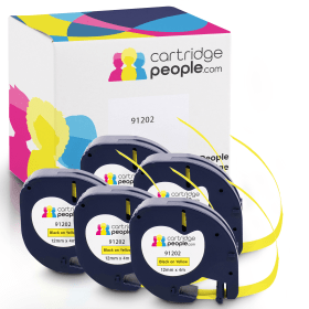 Own Brand Dymo 91202 S0721620 Black on Yellow LetraTag Plastic Label Tape 12mm x 4m 5 Pack Cartridge People 45646 CP