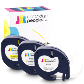 Own Brand Dymo LetraTag Black on White Yellow Clear Plastic Label Tapes 12mm x 4m 3 Pack Cartridge People 45844 CP