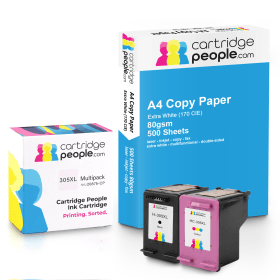 Own Brand HP 305XL Extra High Capacity Multipack Set of 2 Ink Cartridges with Ream of Copy Paper Cartridge People 46934 CP