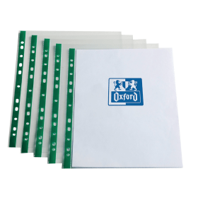 Oxford Green Spine Punch Pocket A4 Clear 100 Pack 364874 F