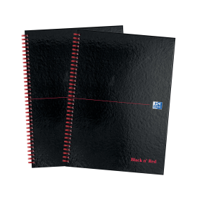 Oxford Notebook Wirebound Ruled 140 Pages A4 Black Red 2 Pack 888099 F