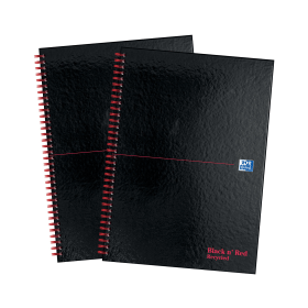 Oxford Notebook Wirebound Ruled 140 Pages A4 Black Red 2 Pack 888100 F