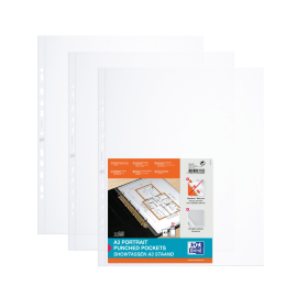 Oxford Portrait Punched Pocket A3 Clear 100 Pack 105113 F