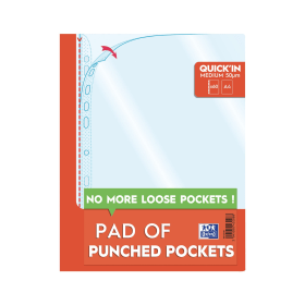 Oxford Punched Pocket Pad A4 Clear 60 Pack 565908 F