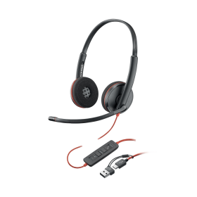 POLY Blackwire 3220 Wired On Ear Stereo USB C Black Headset Bulk Black 881766 F
