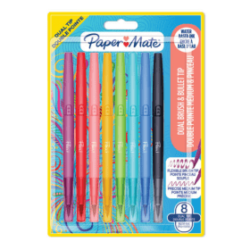 Paper Mate Flair Dual Felt Tip Brush Medium Tip Assorted 8 Pack GL99386 F