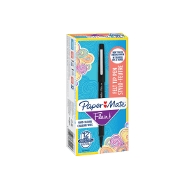 PaperMate Flair Original Felt Tip Pens 0.8mm Black 12 Pack 112523 F