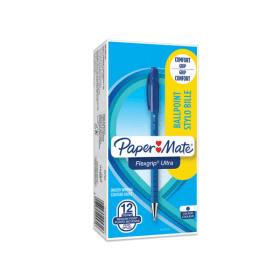 PaperMate Flexgrip Ultra Ballpoint Pen 0.4mm Line Blue 12 Pack 143772 F