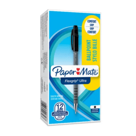 PaperMate Flexgrip Ultra Retractable Ballpoint Pen 0.4mm Line Black 12 Pack 112256 F