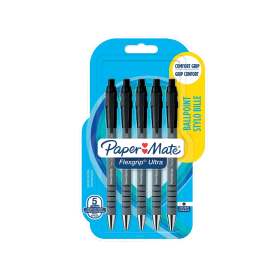 PaperMate Flexgrip Ultra Retractable Ballpoint Pen 0.4mm Line Black 5 Pack 557209 F