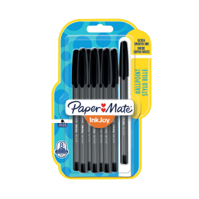 PaperMate Inkjoy Capped Ballpoint Pens 1mm Line Black 8 Pack 612989 F