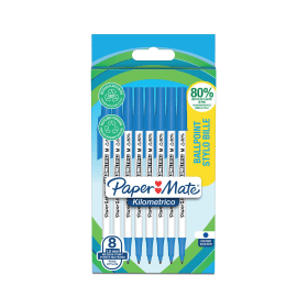 PaperMate Kilometrico Ballpoint Pen 0.4mm Line Blue 8 Pack 812247 F