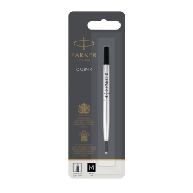 Parker Quink 0.8mm Rollerball Pen Refill Black 12 Pack 104245 F
