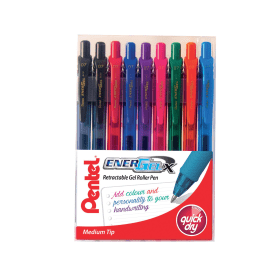 Pentel EnerGel Retractable Pen 0.35mm Line Multicolured 9 Pack 478729 F