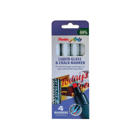 Pentel Liquid Chalk Marker Chisel Tip White 4 Pack 498238 F