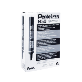 Pentel N50 Permanent Marker Broad Bullet Tip Black 12 Pack 104073 F