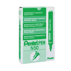 Pentel N50 Permanent Marker Bullet Tip Green 12 Pack 138843 F