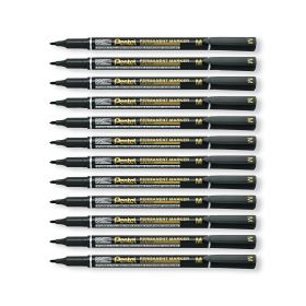 Pentel Permanent Marker Fine Tip Black 12 Pack PE06368 F