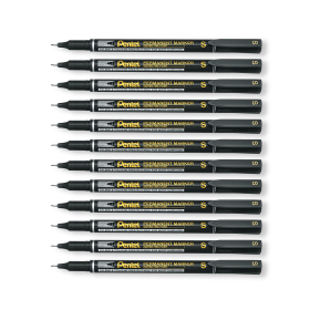 Pentel Permanent Marker Super Fine Tip Black 12 Pack PE06364 F