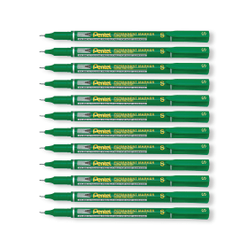 Pentel Permanent Marker Super Fine Tip Green 12 Pack PE06367 F