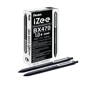 Pentel iZee Retractable Ballpoint Pen 0.5mm Line Black 12 Pack 607219 F