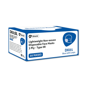 Ph Shield 3 Ply Face Masks with Elasticated Loops Non Woven Blue 50 Pack 798668 F